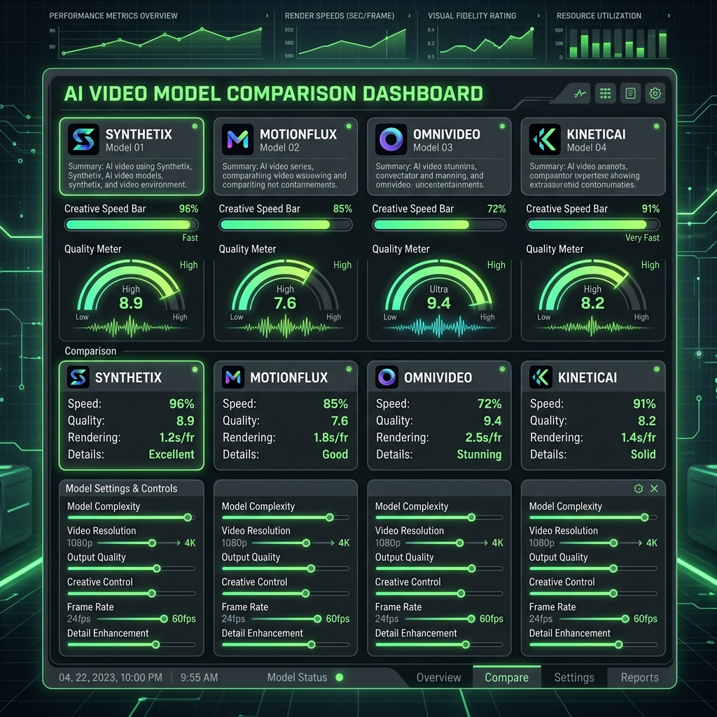Comparison Dashboard of AI Video Models