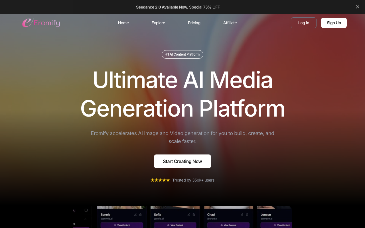 Eromify homepage visual from the source alternatives guide