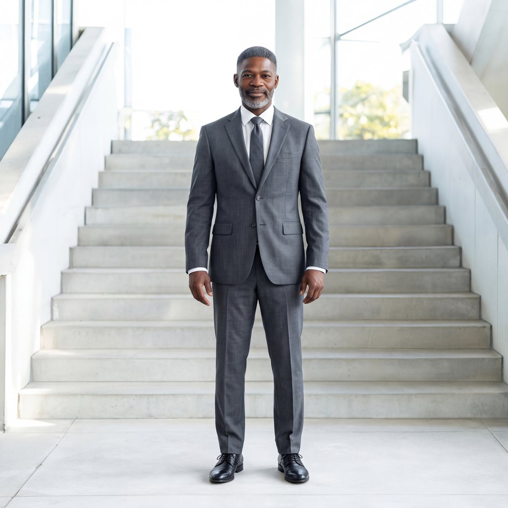 Edited photo: Casual clothes restyled as a business suit