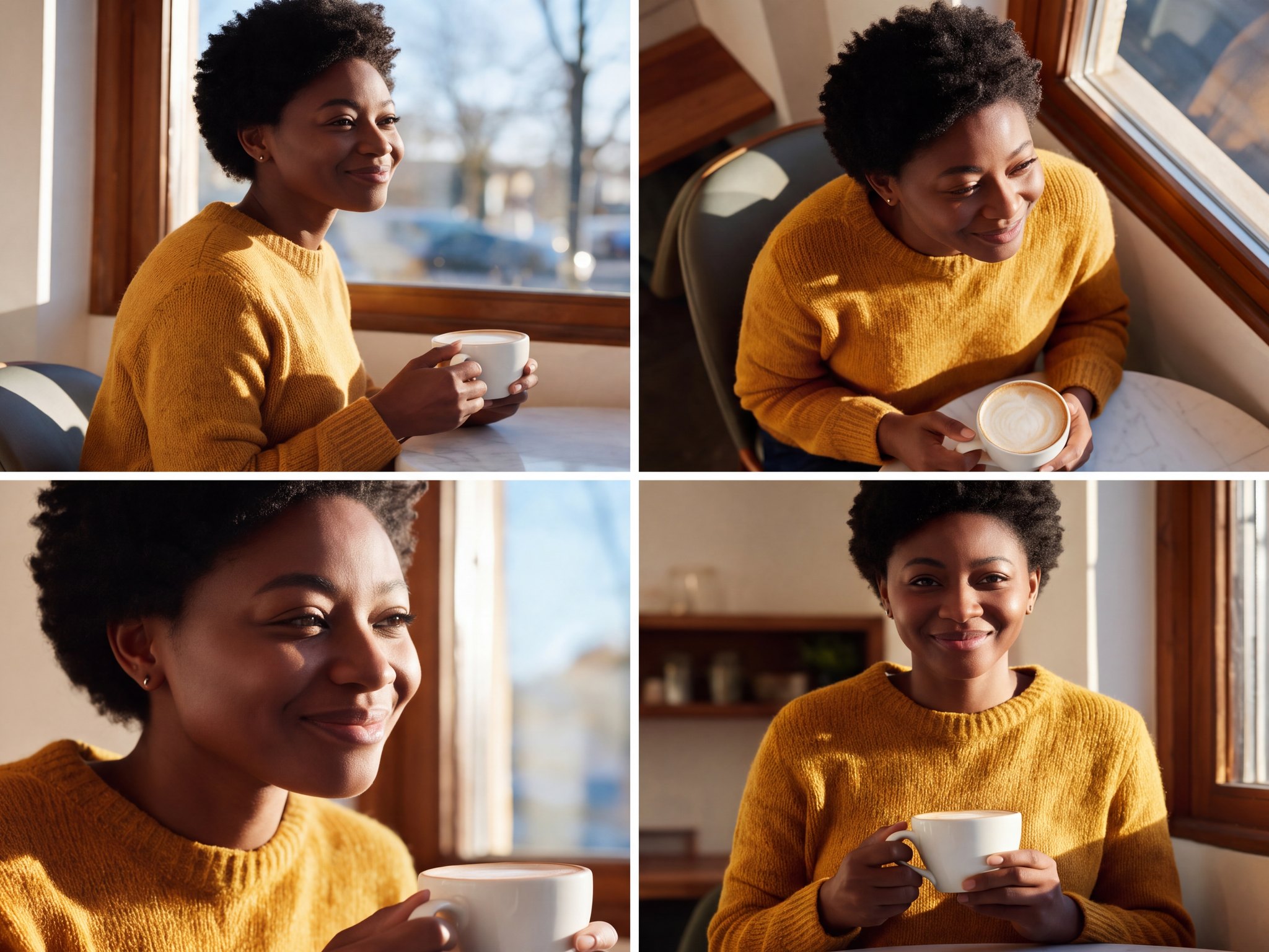 Four coordinated cafe portraits form a two-by-two photo collage.